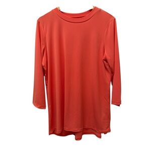 Susan‎ Graver Modern Essentials Coral Orange 3/4 Sleeve Tunic Top Women's L